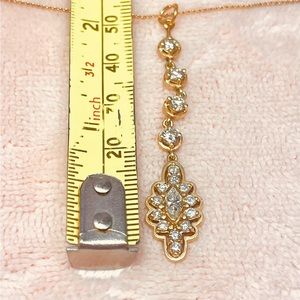 VTG DIAMOND 14k gold Lariat Necklace gift GORGEOUS With 14k GOLD Italian CHAIN